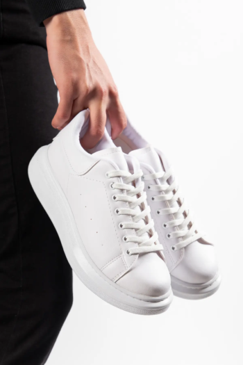 Günlük Sneaker Erkek Spor Ayakkabı Bağcıklı Beyaz