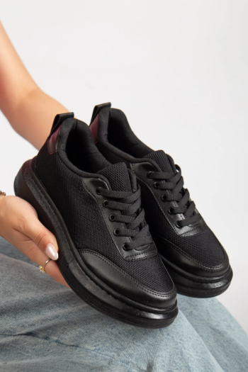 Kadın Fileli Sneaker Spor Ayakkabı Siyah