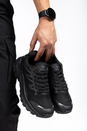 Bağcıklı Günlük Kullanıma Uygun Spor Ayakkabı Sneaker Erkek Siyah Ortopedik Tabanlık