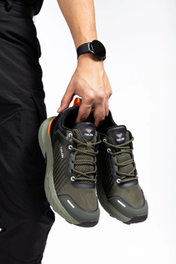 Bağcıklı Günlük Kullanıma Uygun Spor Ayakkabı Sneaker Erkek Haki  Ortopedik Tabanlık
